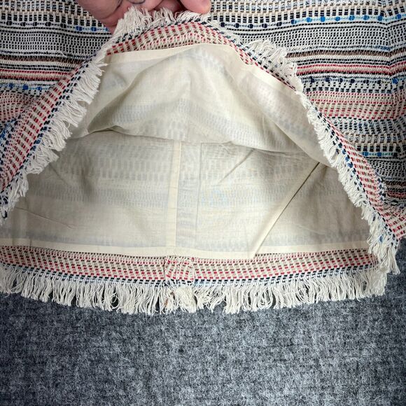 LOFT Skirt Womens 4 Beige Woven Knit Fringe Mini Short A-Line‎ Casual Festival - Picture 5 of 8